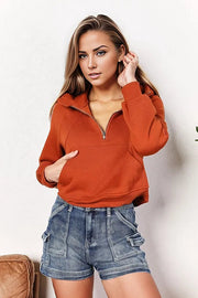 Double Take Half-Zip Long Sleeve Hoodie