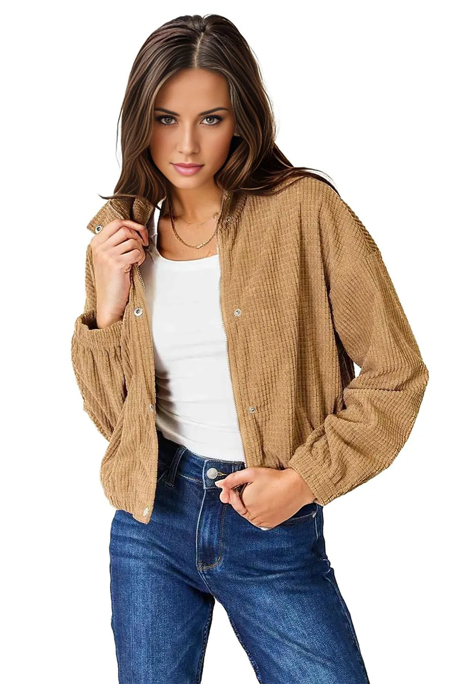 Double Take Long Sleeve Dropped Shoulder Jacket