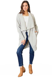 Double Take Open Front Duster Cardigan with Pockets