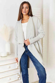 Double Take Open Front Duster Cardigan with Pockets