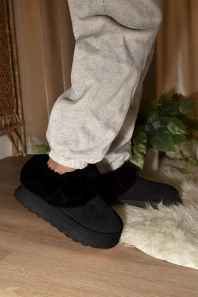 Trendsi Shoes WILD DIVA Faux-Fur Platform Slip On Booties