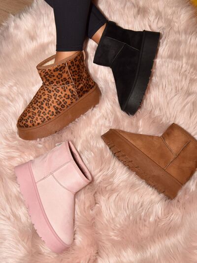 Trendsi Shoes WILD DIVA Thermal Furry Leopard Platform Booties