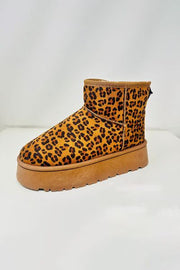 Trendsi Shoes WILD DIVA Thermal Furry Leopard Platform Booties