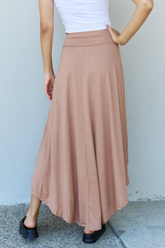 High Waisted Flare Maxi Skirt in Camel