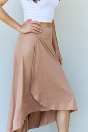 High Waisted Flare Maxi Skirt in Camel