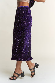 Trendsi Skirts Sets J.NNA Sequin Back Slit Midi Skirt