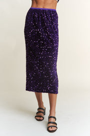 Trendsi Skirts Sets Royal Purple / S J.NNA Sequin Back Slit Midi Skirt