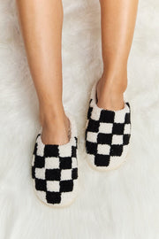 Trendsi Slippers Black / S Melody Checkered Print Plush Slide Slippers