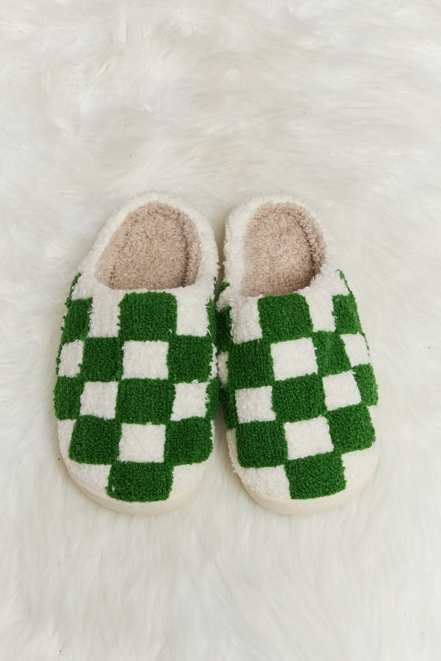 Trendsi Slippers Melody Checkered Print Plush Slide Slippers