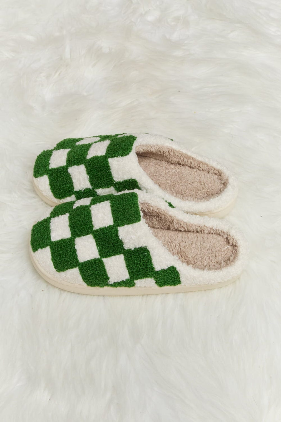 Trendsi Slippers Melody Checkered Print Plush Slide Slippers