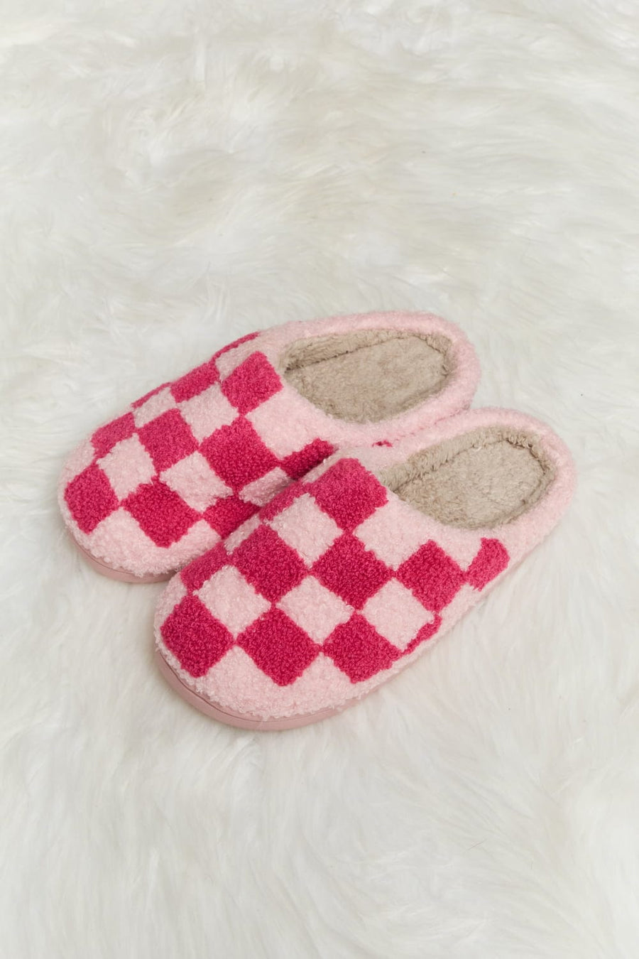 Trendsi Slippers Melody Checkered Print Plush Slide Slippers