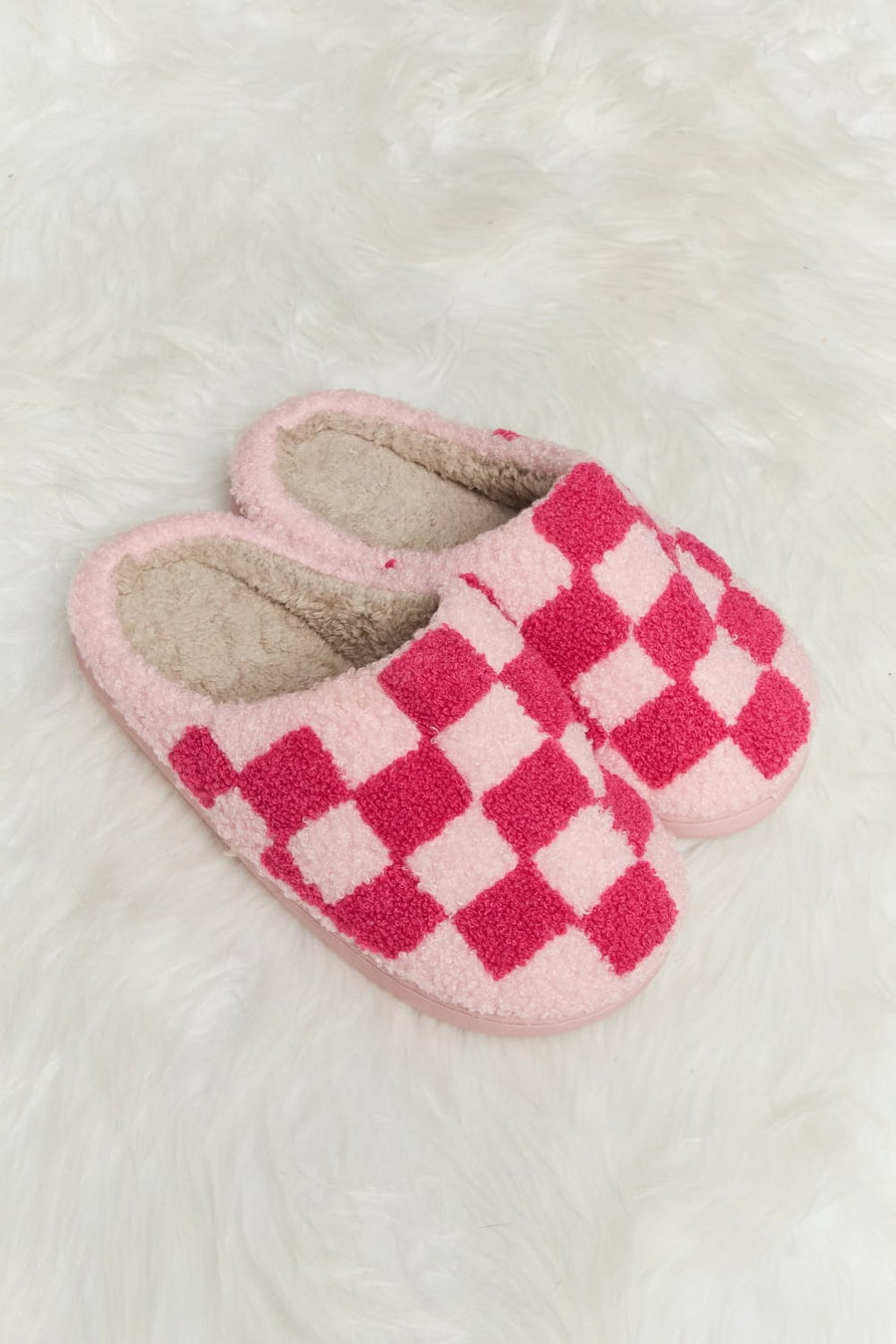 Trendsi Slippers Melody Checkered Print Plush Slide Slippers