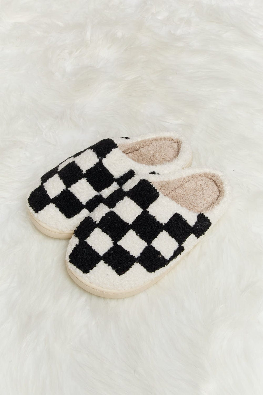 Trendsi Slippers Melody Checkered Print Plush Slide Slippers