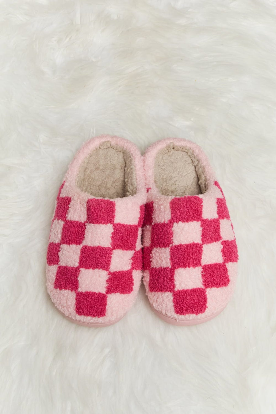 Trendsi Slippers Melody Checkered Print Plush Slide Slippers