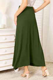 Soft Rayon Drawstring Waist Maxi Skirt Rayon