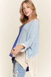 Trendsi Sweaters ADORA Side Slit Color Block Long Sleeve Sweater