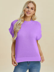 Trendsi Sweaters Double Take Full Size Mock Neck Short Sleeve Sweater