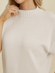 Trendsi Sweaters Double Take Full Size Mock Neck Short Sleeve Sweater