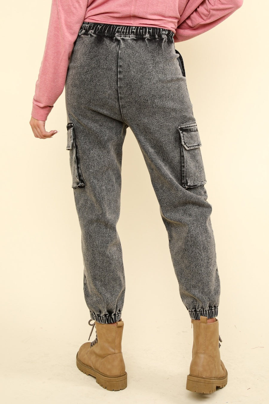 Trendsi Sweatpants & Joggers VERY J Washed Drawstring Jogger Cargo Jeans