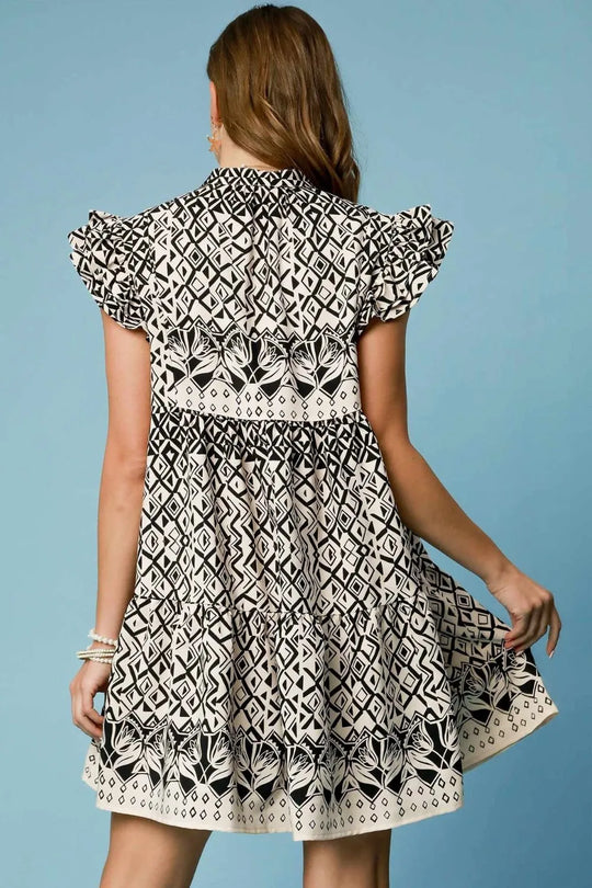 Trendsi Umgee Full Size Mixed Print Mini Dress Plus Size