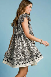 Trendsi Umgee Full Size Mixed Print Mini Dress Plus Size