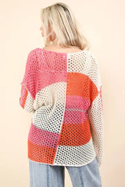 Trendsi VERY J Color Block Oversized Summer Knit Cover Up