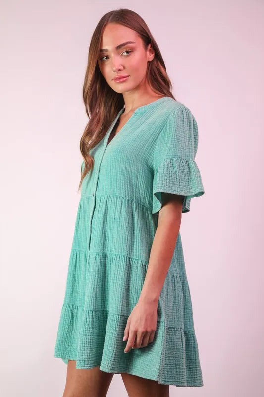 Trendsi VERY J Plus Size Mineral Washed Woven Mini Dress