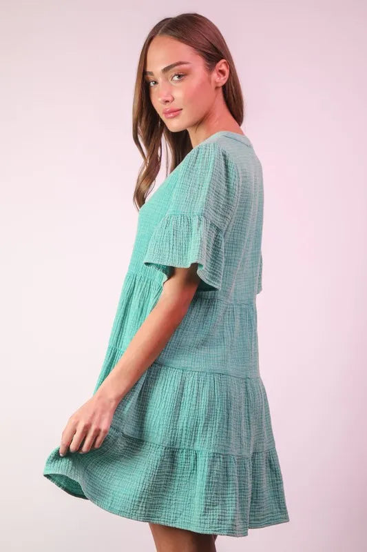 Trendsi VERY J Plus Size Mineral Washed Woven Mini Dress