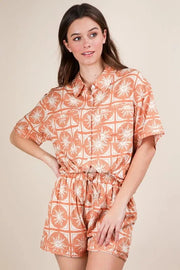 Trendsi VERY J Tropical Printed Shirt Top & Shorts Set