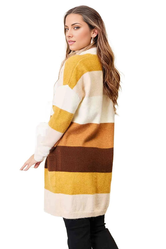 Woven Right Color Block Dropped Shoulder Cardigan