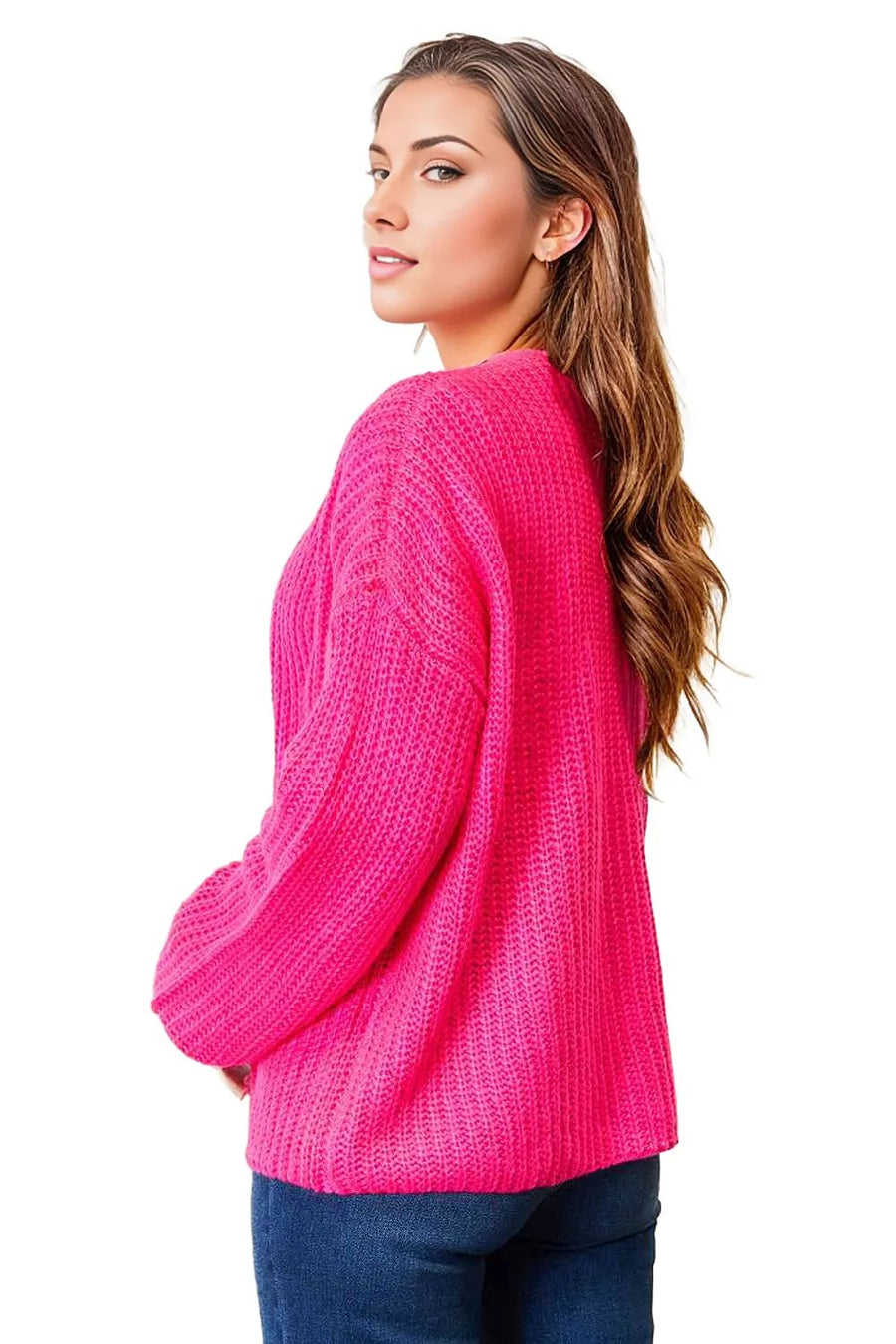 Trendsi Woven Right Rib-Knit Open Front Drop Shoulder Cardigan