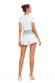 VERVET by Flying Monkey Shorts Super High Rise Paperbag Waistband Ombre Shorts