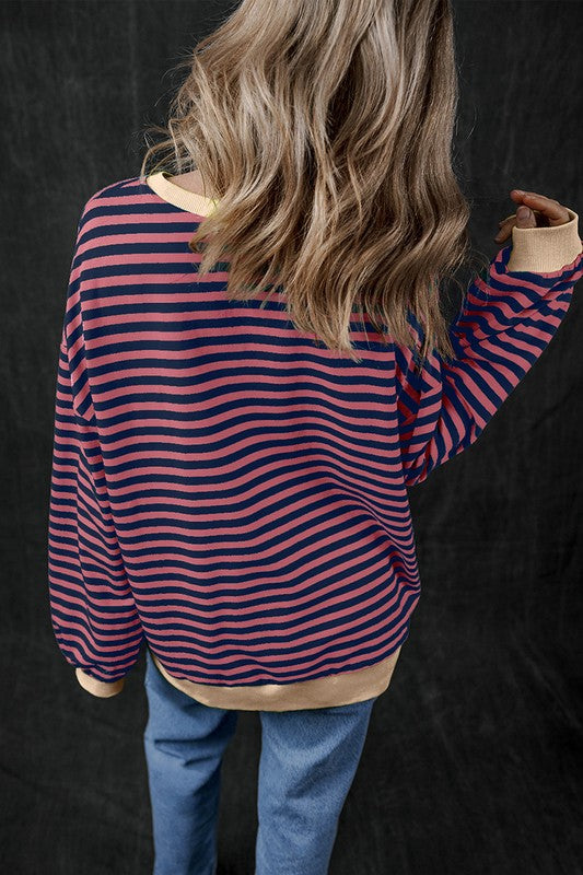 YNIQUE Women Oversized Contrast Trim Pullover Sweatshirt