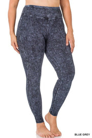 Curvy Mineral Washed Wide Waistband Yoga Leggings