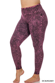 Curvy Mineral Washed Wide Waistband Yoga Leggings