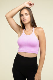 ZENANA Clothing Tops Washed Ribbed Seamless Cropped Cami Top