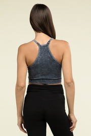 ZENANA Clothing Tops Washed Ribbed Seamless Cropped Cami Top