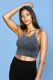 Washed Ribbed Seamless Cropped Cami Top