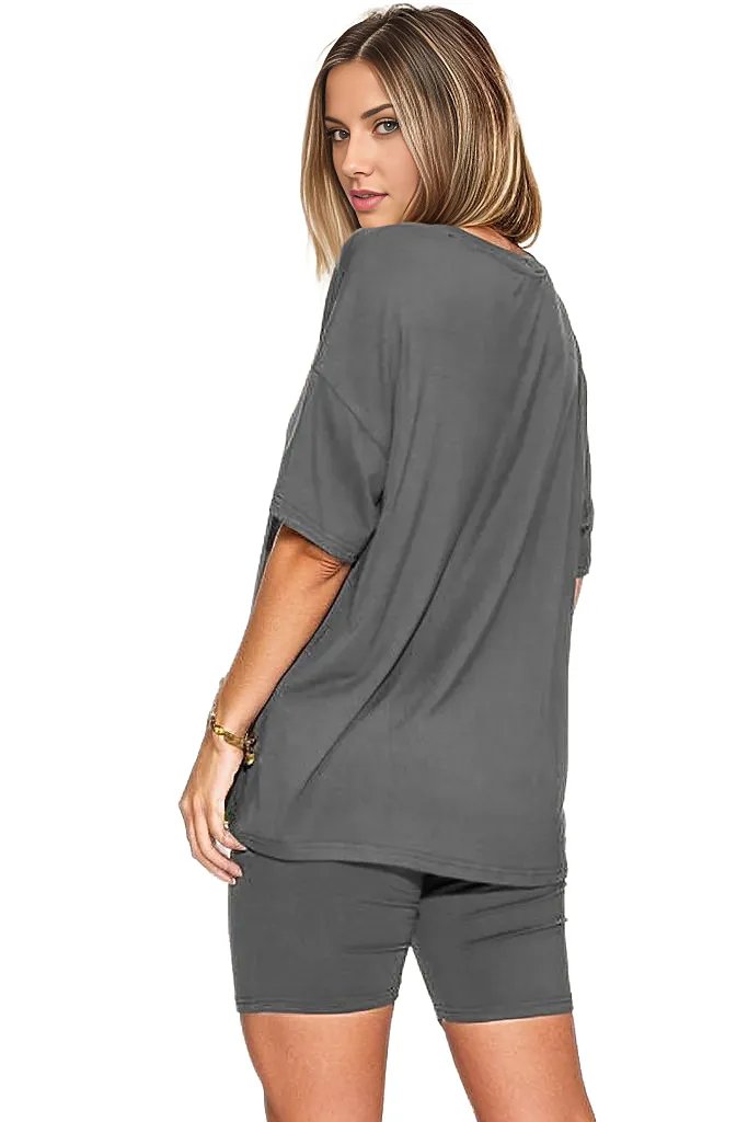 Basic Bae V-Neck Drop Shoulder Short Sleeve T-Shirt and Shorts Set